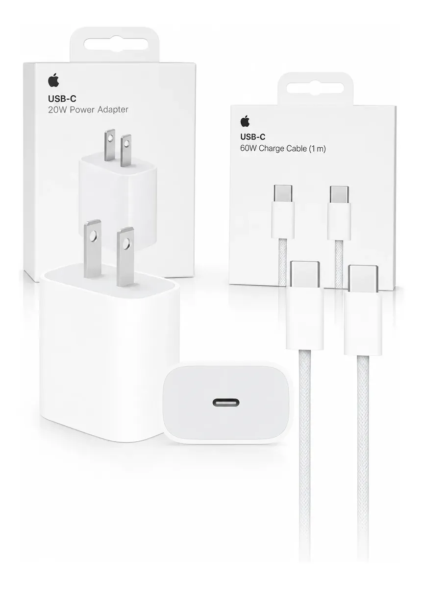 Comprar Pack Cargador 20W Apple + Cable Tipo C to C Carga Rápida en NeXora Store Perú