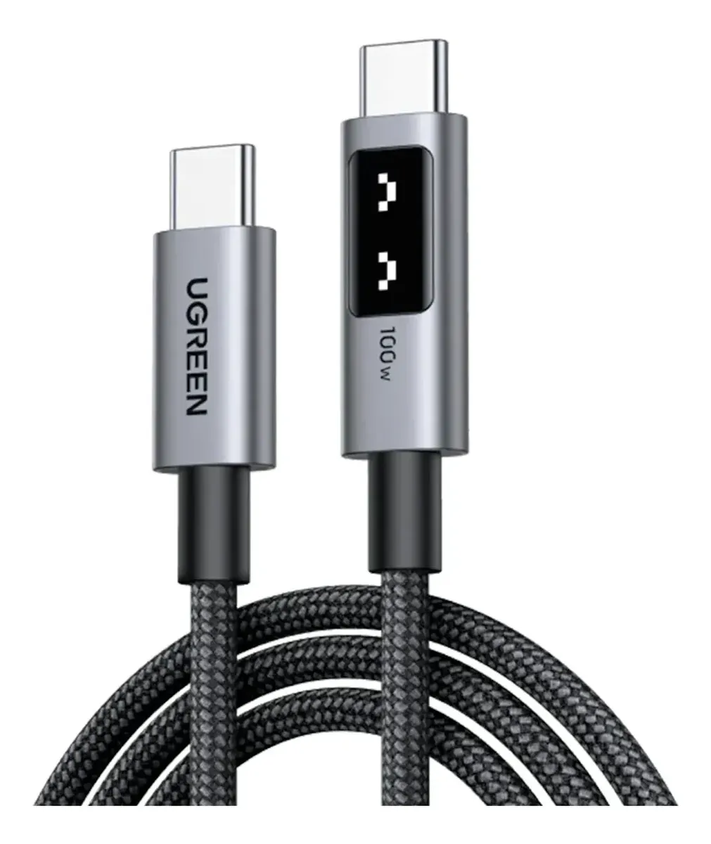 Foto de Cable Ugreen Uno USB-C a USB-C PD 100W, 2 metros, Pantalla LED y Diseño Resistente en NeXora Store Perú